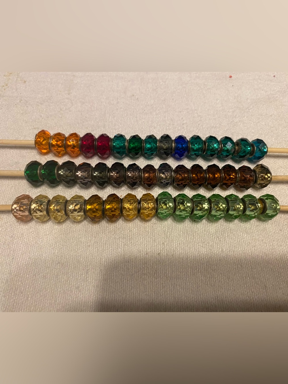 Colorful Faceted Glass Beads - Multicolor - European large hole style - 45 beads